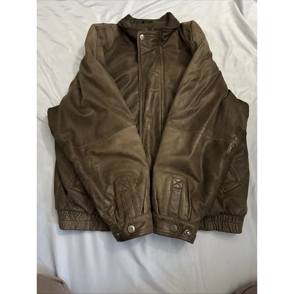 Vintage John Ashford Leather Brown Bomber Jacket Men's Medium